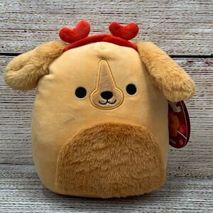 Squishmallows Finley Dog‎ Plush with Red Heart Headband 🆕 NEW Stuffed Animal